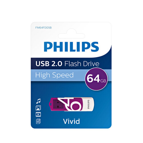 Philips Clé USB 2.0 Philips Vivid Edition Magic Purple 64Go