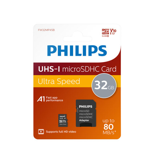 Philips Carte mémoire Micro SDHC Philips Class 10 UHS-I U1 32Go