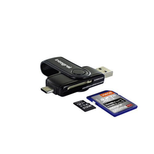 Integral Kaartlezer Integral SD + Micro SD naar 3.1 USB-C USB-A