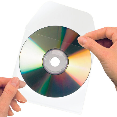 3L Housse CD/DVD 3L 127x127mm rabat non-autocollant transparent