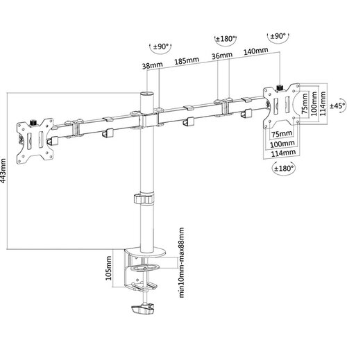 Neomounts by Newstar Monitorarm Neomounts  D550D 10-32" zwart