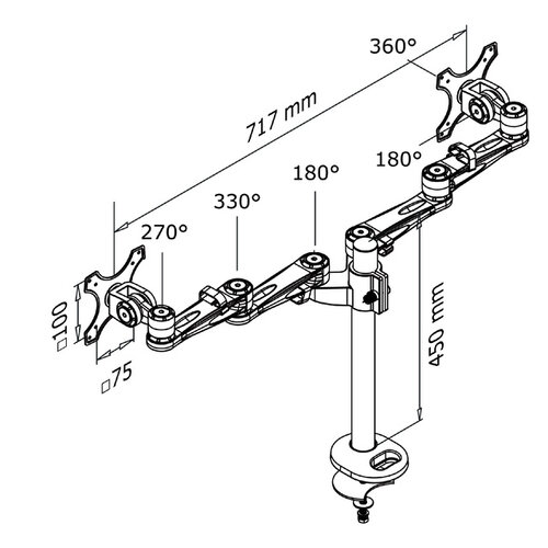 Neomounts by Newstar Support écran Neomounts D935DG 2x10-27" oeillet argent