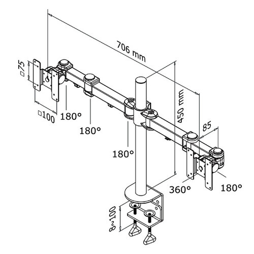 Neomounts by Newstar Monitorarm Neomounts D960D 2x10-27" met klem zwart