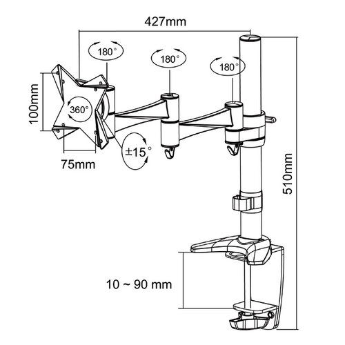 Neomounts by Newstar Support écran Neomounts D1330 10-30" avec pince blanc