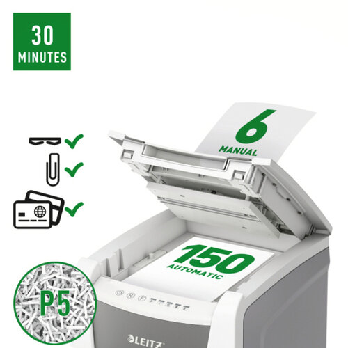 Leitz Papiervernietiger Leitz IQ Auto+ Office 150 P5 snippers 2x15mm