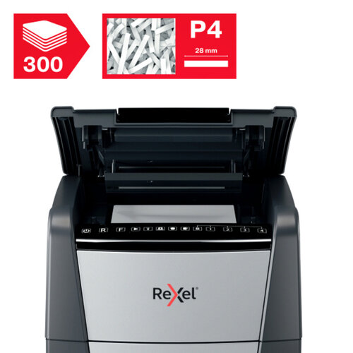 Rexel Destructeur papier Rexel Optimum Auto+ 300X P4 particules 4x26mm