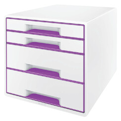 Module tiroirs Leitz WOW 4 tiroirs blanc/violet