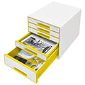 Leitz Bloc de classement Leitz WOW Cube 5 tiroirs blanc/jaune