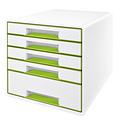 Leitz Bloc de classement Leitz WOW Cube 5 tiroirs blanc/vert