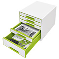 Leitz Bloc de classement Leitz WOW Cube 5 tiroirs blanc/vert