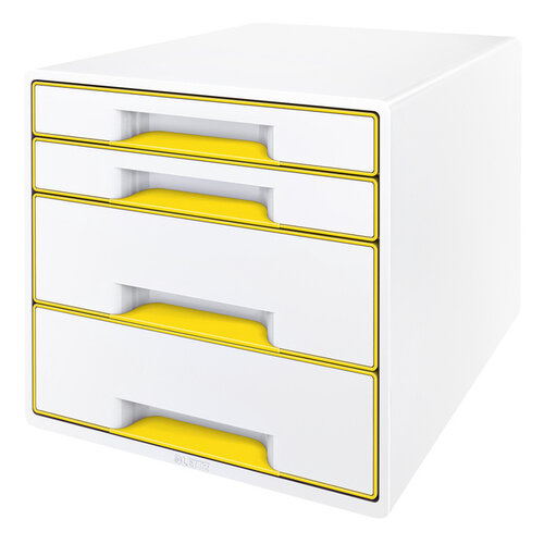 Leitz Bloc de classement Leitz WOW Cube 4 tiroirs blanc/jaune