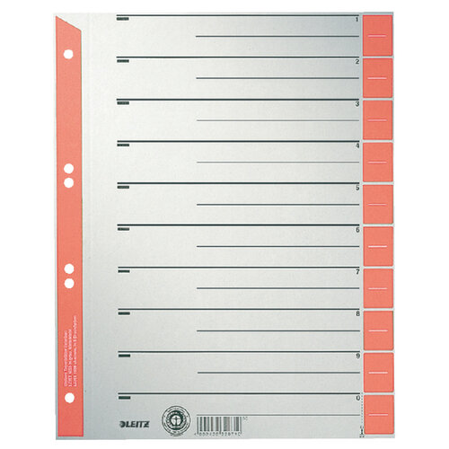 Leitz Scheidingsbladen Leitz A4 karton 230gr 6-gaats rood