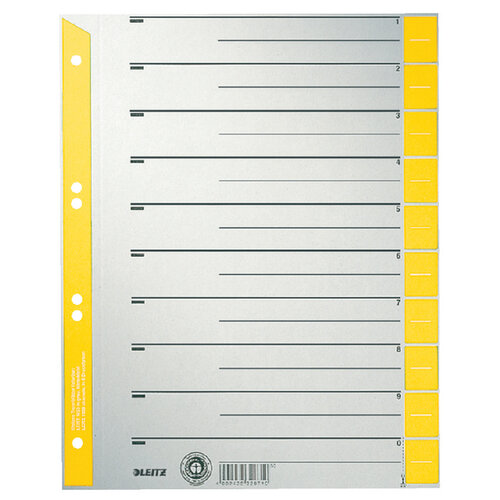 Leitz Intercalaires Leitz 1652 carton 230g A4 4 perforations jaune
