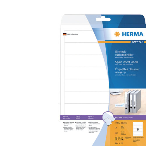 Herma Étiquette dorsale HERMA 30x190mm à insérer étroite blanc