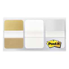 Marque-pages Post-it 686 25x38mm blanc-or-argent