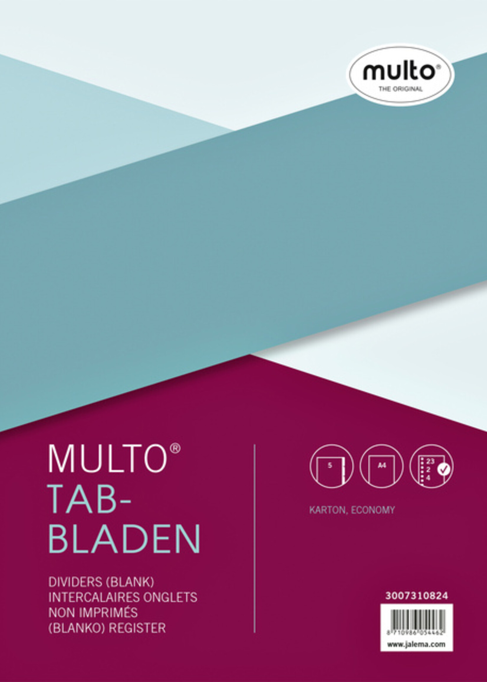 Multo Tabbladen Multo economy A4 23-gaats 5-delig assorti