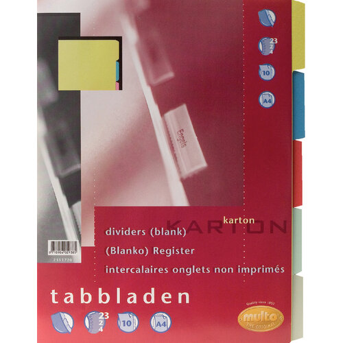 Multo Tabbladen Multo A4 23R karton 10-delig assorti