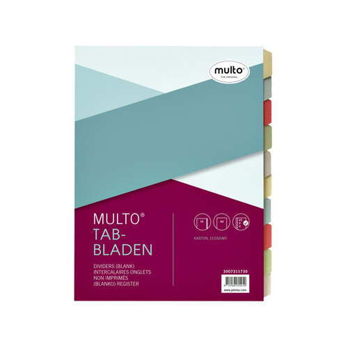 Multo Tabbladen Multo A4 23R 10-delig karton assorti