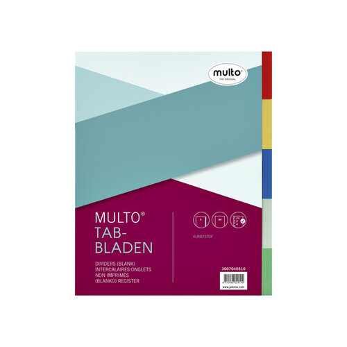 Multo Tabbladen Multo A4 23-gaats 5-delig PP assorti