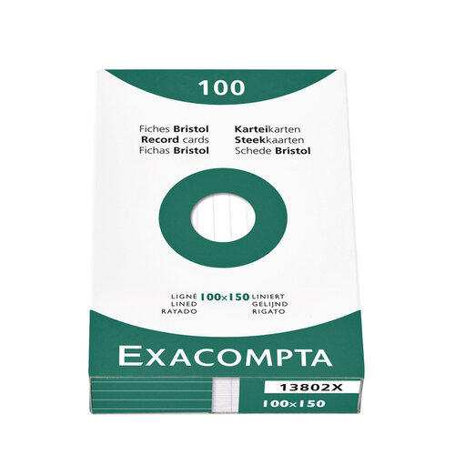 Exacompta Systeemkaart Exacompta 100x150mm  lijn wit