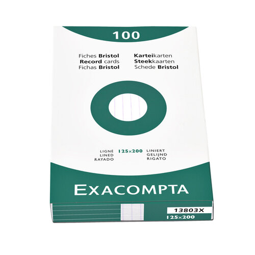 Exacompta Fiche bristol Exacompta 125x200mm ligné blanc