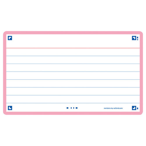 Oxford Flashcard Oxford 2.0 75x125mm 80 feuilles 250g ligné rose