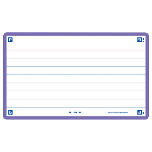 Oxford Flashcard Oxford 2.0 75x125mm 80 feuilles 250g ligné violet