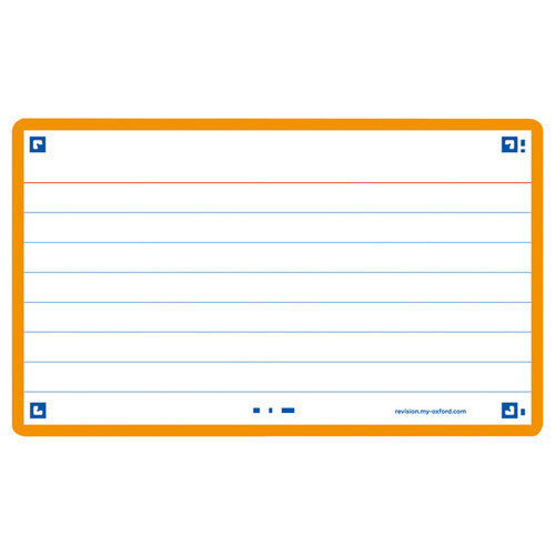 Oxford Flashcard Oxford 2.0 75x125mm 80 feuilles 250g ligné orange