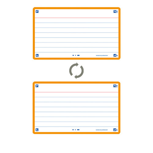 Oxford Flashcard Oxford 2.0 75x125mm 80 feuilles 250g ligné orange