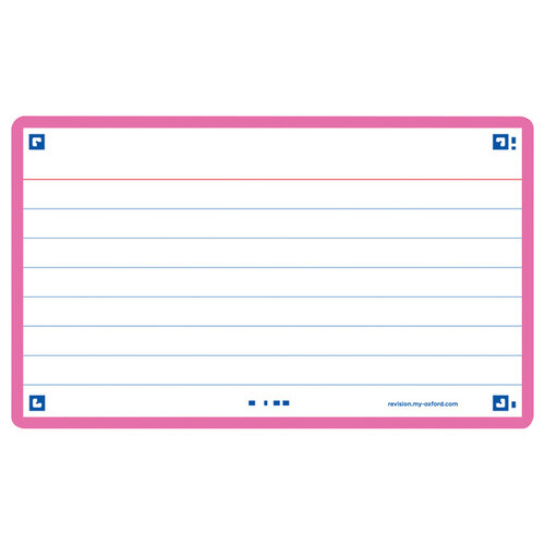 Oxford Flashcard Oxford 2.0 75x125mm 80 feuilles 250g ligné fuchsia