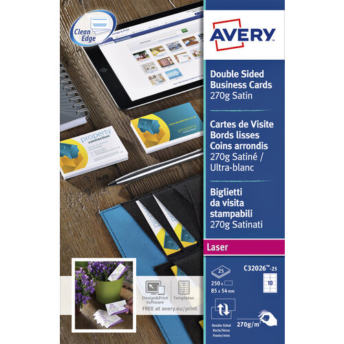 Avery Visitekaart Avery C32026-10 2-zijdig 85x54mm 270gr 100 stuks