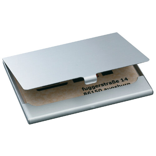 Sigel Visitekaarthouder Sigel VZ136 twin 2 vakken voor 2x15 kaarten 91x58mm graveerbaar aluminium mat zilver