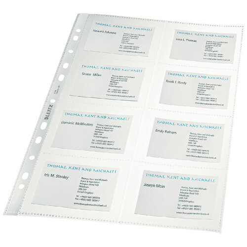 Leitz Pochette Leitz Premium pour cartes de visite Copy safe A4 PP transparent