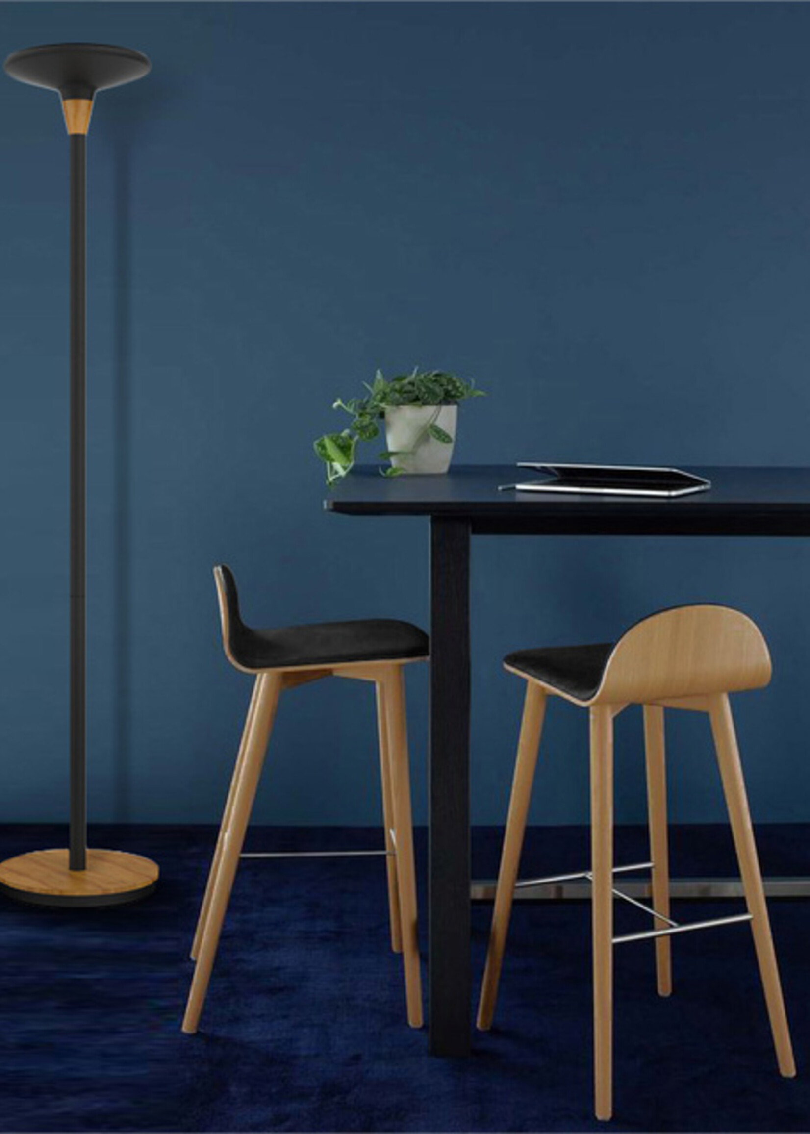 UNILUX Vloerlamp Unilux Baly LED bamboe zwart