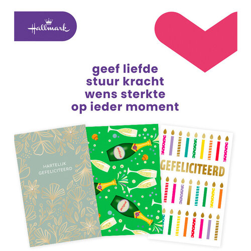 Hallmark Wenskaart Hallmark navulset felicitatie 6 kaarten