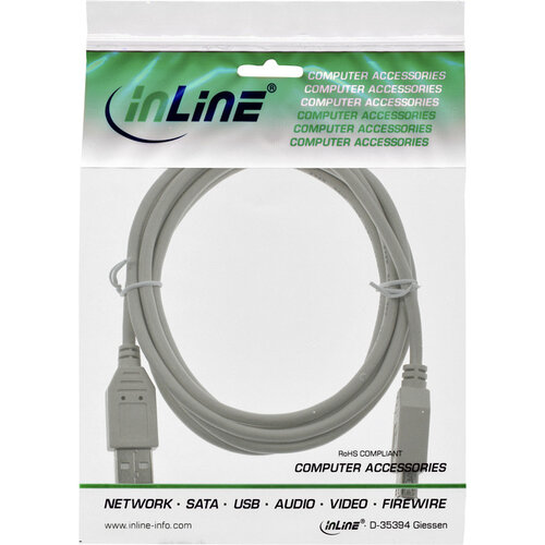 inLine Kabel Inline verlengkabel USB-A 2.0 M-V 3 meter grijs