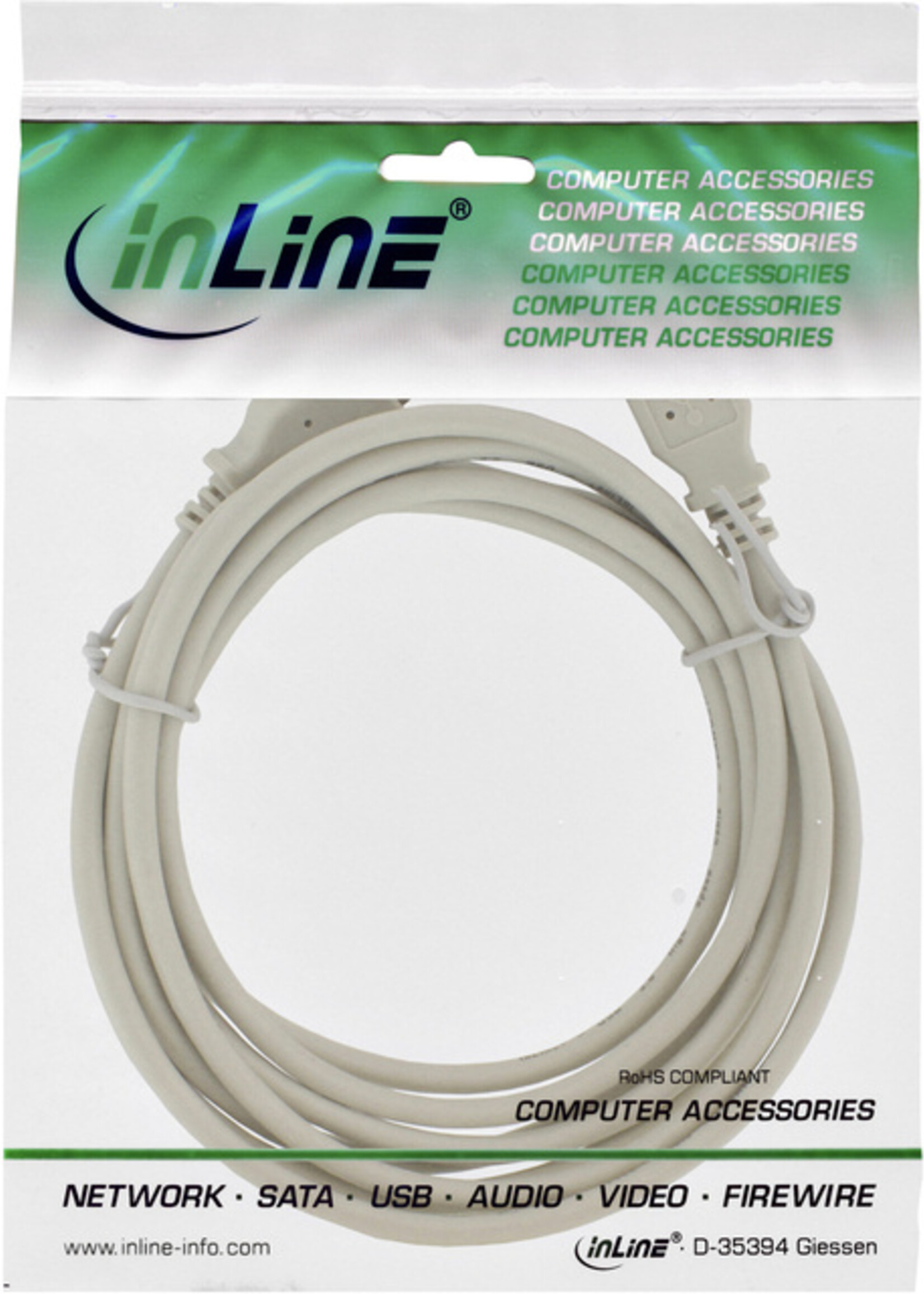 inLine Câble inLine USB-A 2.0 Mâle/Mâle 2m beige