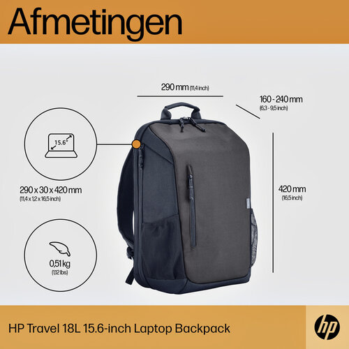 HP Sac à dos ordinateur portable HP Travel 18L 15.6" bleu/gris