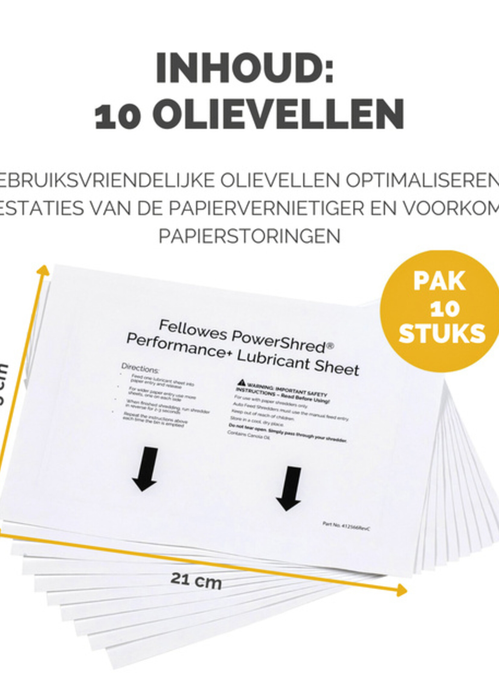 Fellowes Feuilles de lubrification destructeur Fellowes Powershred Performance+