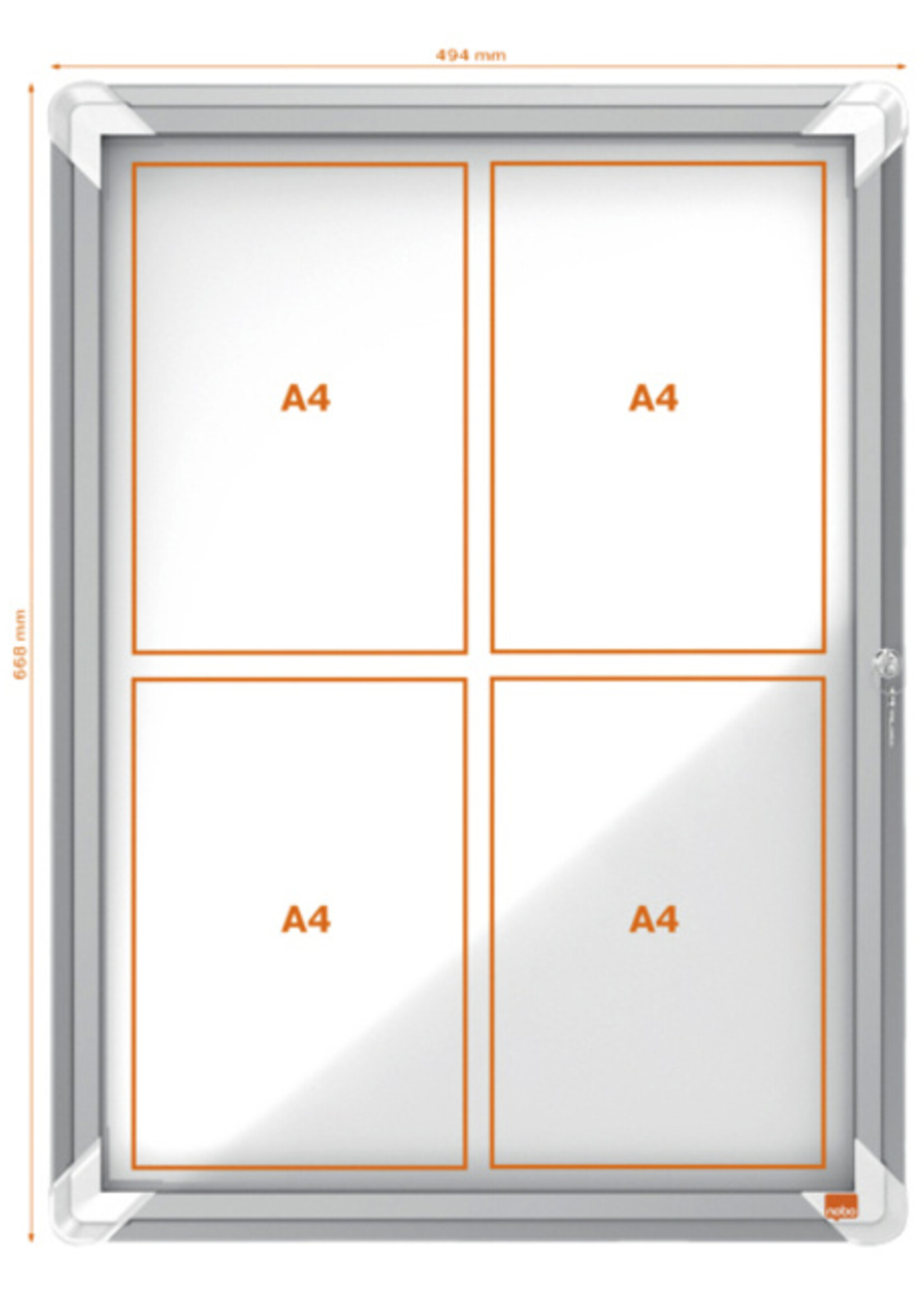 Nobo Vitrinekast Nobo draaideur voor binnen 4x A4 magnetisch