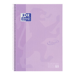 Cahier de notes Oxford Touch Europeanbook A4+ 4 perforations ligné 80fls pastel violet