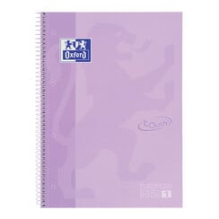 Notitieboek Oxford Touch Europeanbook A4+ 4-gaats lijn 80vel pastel paars