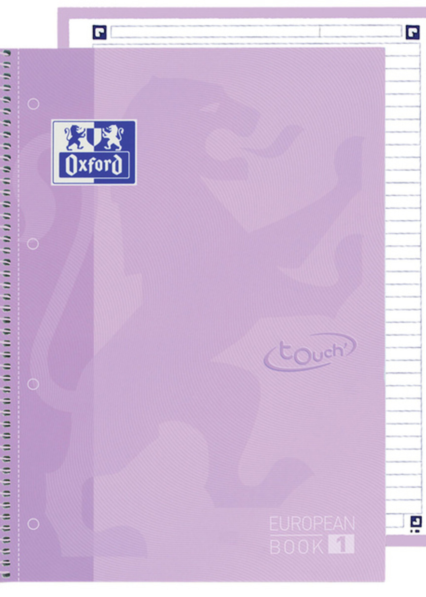 Oxford Notitieboek Oxford Touch Europeanbook A4+ 4-gaats lijn 80vel pastel paars