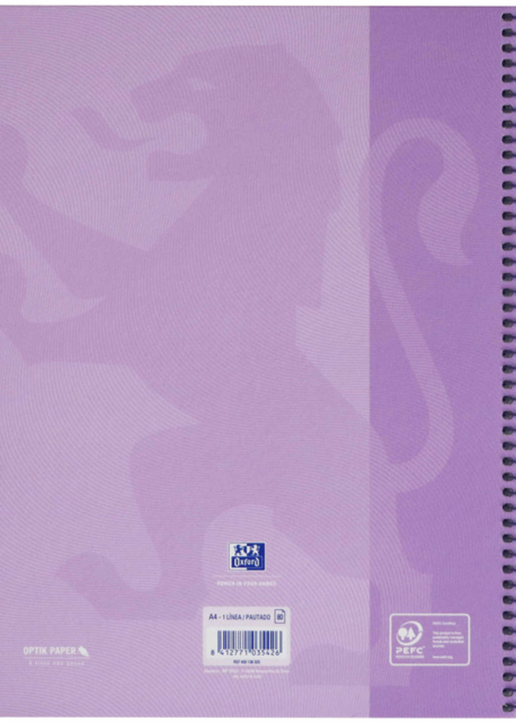 Oxford Notitieboek Oxford Touch Europeanbook A4+ 4-gaats lijn 80vel pastel paars