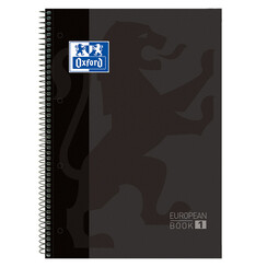 Cahier de notes Oxford Classic Europeanbook A4+ 4 perforations carreau 5x5 80fls noir