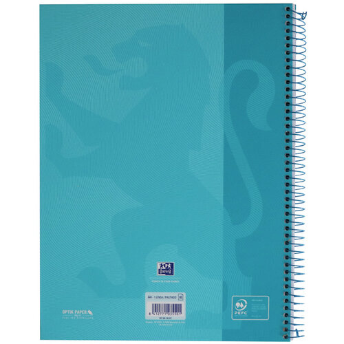 Oxford Cahier de notes Oxford Touch Europeanbook A4+ 4 perforations ligné 80fls pastel bleu