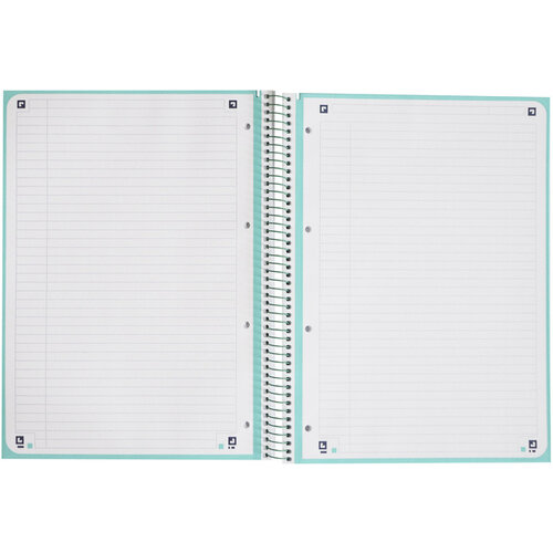 Oxford Cahier de notes Oxford Touch Europeanbook A4+ 4 perforations ligné 80fls pastel menthe