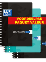 Oxford Bloc de cours Oxford A5+ 17 perf ligné 80 feuilles Lot économique assorti