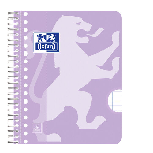 Oxford Bloc de cours Oxford School A5+ 17 perforations ligné 80 feuilles pastel assorti