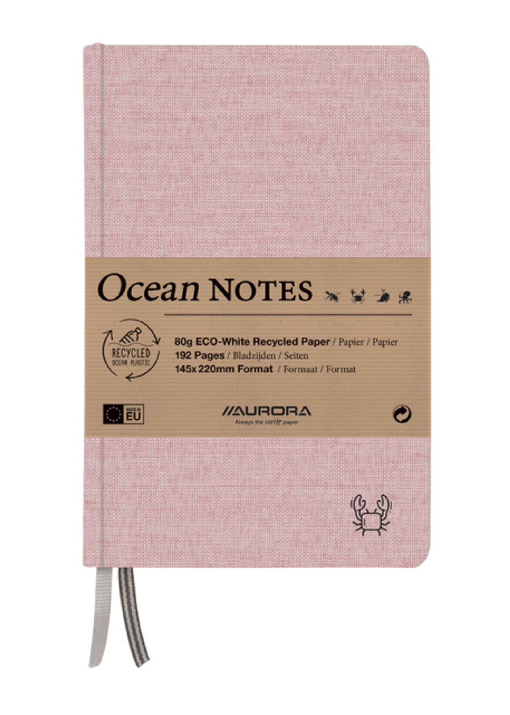 Aurora Notitieboek Aurora Ocean A5 192blz lijn 80gr linnenstructuur kaft rood